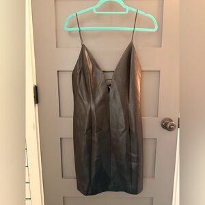 Alice + Olivia Faux Leather Black Strappy Dress